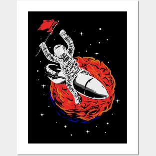 The flying Astronaut on a Rocket Posters and Art